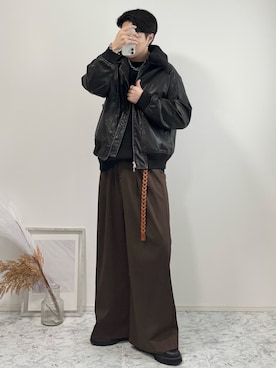 「アイテム（ネックレス）」を使った、YUHEIさん（メンズ・178cm）の秋コーディネート