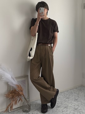 「SELLE GLANT（セレグランテ）のREVERSIBLE 2WAY BELT/リバーシブル2wayベルト（ベルト、その他）」を使った、YUHEIさん（メンズ・178cm）の夏コーディネート