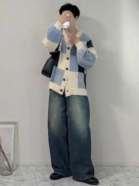 「アイテム（カーディガン/ボレロ）」を使った、YUHEIさん（メンズ・178cm）の秋コーディネート