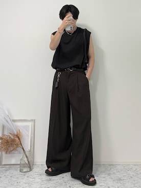 「MAISON CLUB（メゾンクラブ）の【MAISON CLUB】SHARK SOLE STRAP SANDALS　シャークソールストラップサンダル（サンダル）」を使った、YUHEIさん（メンズ・178cm）の夏コーディネート