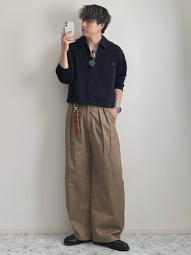 「LASSU&FRISS（ラスアンドフリス）のクラシックローファー（ローファー、ブラック系）」を使った、YUHEIさん（メンズ・178cm）の春コーディネート