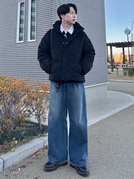 「アイテム（ダウンジャケット/コート）」を使った、YUHEIさん（メンズ・178cm）の冬コーディネート