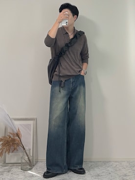 「アイテム（バングル/リストバンド）」を使った、YUHEIさん（メンズ・178cm）の秋コーディネート