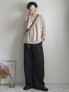 「LASSU&FRISS（ラスアンドフリス）のクラシックローファー（ローファー、ブラック系）」を使った、YUHEIさん（メンズ・178cm）の春コーディネート