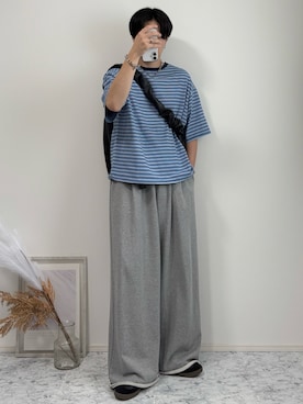 「アイテム（スウェットパンツ）」を使った、YUHEIさん（メンズ・178cm）の夏コーディネート