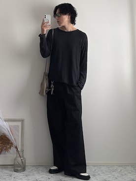「LASSU&FRISS（ラスアンドフリス）のクラシックローファー（ローファー、ブラック系）」を使った、YUHEIさん（メンズ・178cm）の秋コーディネート