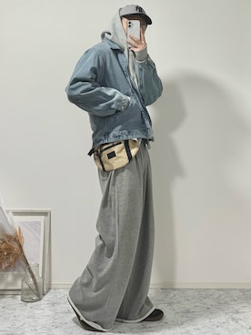 「アイテム（デニムジャケット）」を使った、YUHEIさん（メンズ・178cm）の冬コーディネート