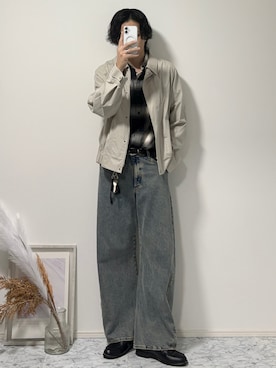 「LASSU&FRISS（ラスアンドフリス）のクラシックローファー（ローファー、ブラック系）」を使った、YUHEIさん（メンズ・178cm）の秋コーディネート