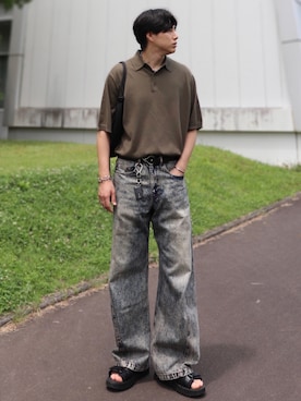 「アイテム（ポロシャツ）」を使った、YUHEIさん（メンズ・178cm）の秋コーディネート