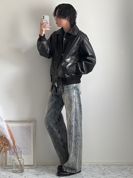 「LASSU&FRISS（ラスアンドフリス）のクラシックローファー（ローファー、ブラック系）」を使った、YUHEIさん（メンズ・178cm）の秋コーディネート
