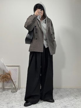 「アイテム（スラックス）」を使った、YUHEIさん（メンズ・178cm）の秋コーディネート