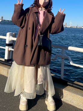 「one after another NICE CLAUP（ワンアフターアナザーナイスクラップ）のアイテム（その他アウター）」を使った、hiyoriさん（レディース・150cm）の冬コーディネート