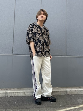 「DANKE SCHON（ダンケシェーン）のDankeschon/ダンケシェーン/PulimuraCut JQ Shirts（シャツ/ブラウス、ブラック系）」を使った、Jesusさん（メンズ・171cm）の春コーディネート