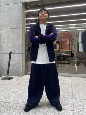 「Needles（ニードルス）のアイテム（トップス、パープル系）」を使った、Jesusさん（メンズ・171cm）の秋コーディネート