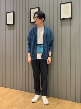 「アイテム（カーディガン/ボレロ）」を使った、Shohei Okuyamaさん（メンズ・177cm）の春コーディネート