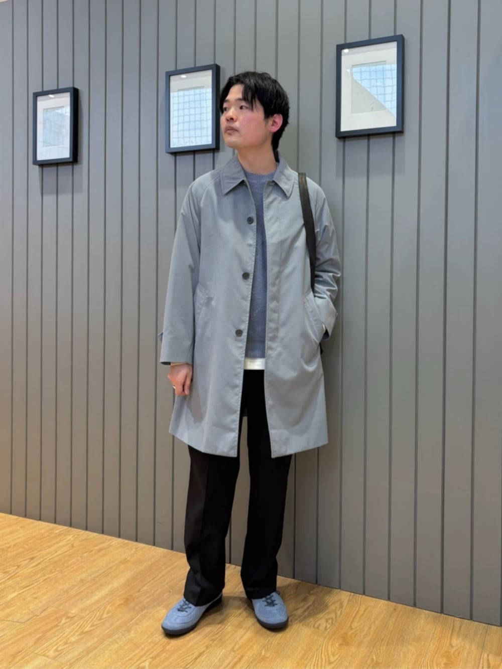 「ベーシック/トラッド、スニーカー、リラックス、ニット、春服、春コーデ、green label relaxing、トラベル、旅行、旅コーデ、春アウター、別注」｜「green label relaxingのオーガニック ポンチ クルーネック Tシャツ（Tシャツ/カットソー、ホワイト系）」を使った、Shohei Okuyamaさん（メンズ・177cm）の冬コーディネートの1枚目の写真
