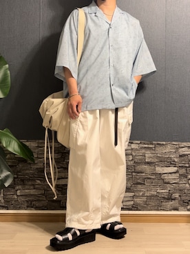 「RAGEBLUE（レイジブルー）のアイテム（サンダル）」を使った、Yamacoさん（メンズ・165cm）の夏コーディネート
