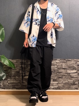 「RAGEBLUE（レイジブルー）のアイテム（サンダル）」を使った、Yamacoさん（メンズ・165cm）の夏コーディネート