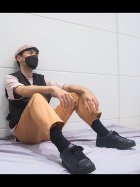 「GU（ジーユー）のアイテム（シューズ、ブラック系）」を使った、Nano✨さん（メンズ）の冬コーディネート