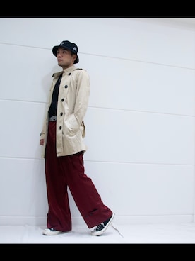 「BURBERRY（バーバリー）のアイテム（ジャケット/アウター、ベージュ系）」を使った、Nano✨さん（メンズ）の冬コーディネート
