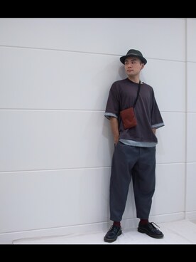 「GU（ジーユー）のアイテム（パンツ、ブラック系）」を使った、Nano✨さん（メンズ）の冬コーディネート