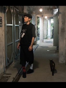 「mob museumのアイテム（ソックス/靴下、ブラック系）」を使った、Nano✨さん（メンズ）の冬コーディネート