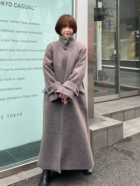 「PUBLIC TOKYO（パブリックトウキョウ）のアイテム（ステンカラーコート）」を使った、maduka52さん（レディース・152cm）の冬コーディネート