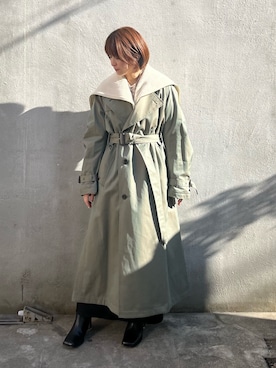 「PUBLIC TOKYO（パブリックトウキョウ）のアイテム（トレンチコート）」を使った、maduka52さん（レディース・152cm）の冬コーディネート