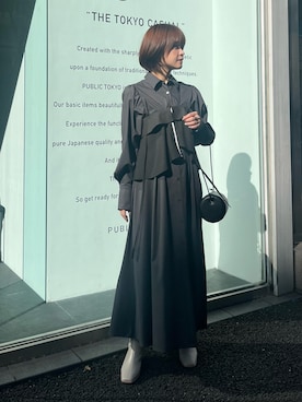 「シャツワンピ」｜maduka52さん（レディース・152cm）の冬コーディネート