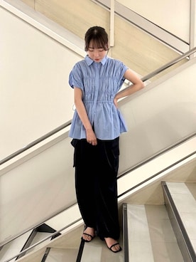 「アイテム（サンダル、ブルー系）」を使った、yuaさん（レディース・149cm）の夏コーディネート