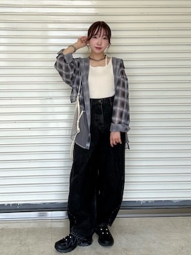 「アイテム（タンクトップ）」を使った、yuaさん（レディース・149cm）の夏コーディネート