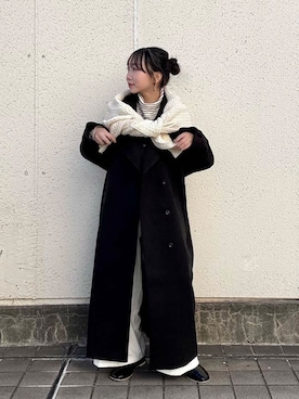 「アイテム（ステンカラーコート）」を使った、yuaさん（レディース・149cm）の冬コーディネート