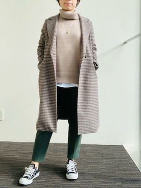 「チェック柄に恋してる」｜「アイテム（アナログ腕時計）」を使った、sssshihooooさん（レディース・160cm）の冬コーディネート
