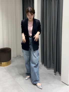 「アイテム（バレエシューズ）」を使った、Hinako Satoさん（レディース・159cm）の春コーディネート