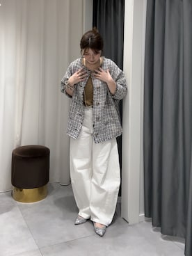 「DouDou（ドゥドゥ）のアイテム（その他アウター）」を使った、Hinako Satoさん（レディース・159cm）の春コーディネート