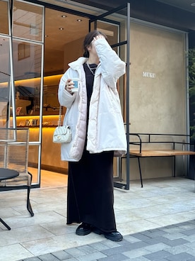 「アイテム（その他アウター、ホワイト系）」を使った、Hinako Satoさん（レディース・159cm）の秋コーディネート