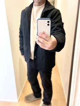 「リラックススタイル」｜「アイテム（ピーコート）」を使った、す～さん（メンズ・169cm）の冬コーディネート