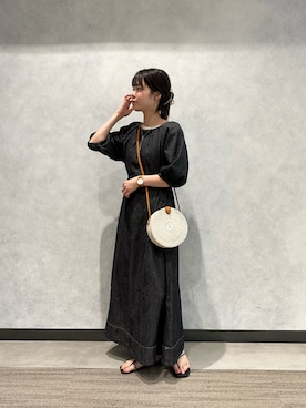 「袖ボリューム」｜「アイテム（ワンピース/ドレス）」を使った、ayanoさん（レディース・160cm）の夏コーディネート