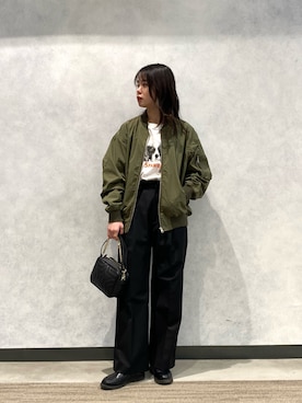 「キルティングバッグ」｜「アイテム（ブルゾン）」を使った、ayanoさん（レディース・160cm）の春コーディネート