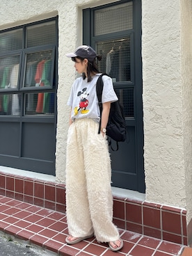 「半袖」｜「アイテム（バックパック/リュック）」を使った、ayanoさん（レディース・160cm）の夏コーディネート