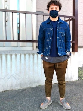「VISVIM（ビズビム）のアイテム（デニムジャケット）」を使った、たかゆきさん（メンズ・169cm）の秋コーディネート