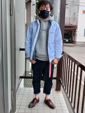 「サルエルデニム」｜「アイテム（その他アウター）」を使った、たかゆきさん（メンズ・169cm）の春コーディネート