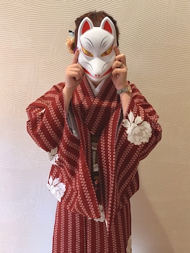 「着物」｜「アイテム（腕時計）」を使った、にょんさん（レディース・152cm）の冬コーディネート