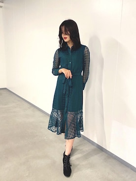 「韓国好きな人と繋がりたい」｜「アイテム（ワンピース/ドレス）」を使った、oneneさん（レディース・167cm）の秋コーディネート