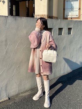 「GRL（グレイル）のケーブル編みニットショートパンツ（その他パンツ）」を使った、miyu Ӧさん（レディース・148cm）の冬コーディネート