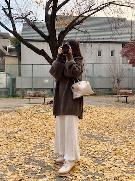 「one after another NICE CLAUP（ワンアフターアナザーナイスクラップ）のアイテム（その他シューズ）」を使った、miyu Ӧさん（レディース・148cm）の冬コーディネート