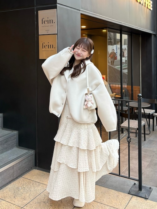 ダンボールフードブルゾン　ローリーズファーム　アイボリー miyu Ӧさんのブルゾンを使ったコーディネート - ZOZOTOWN
