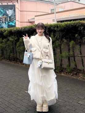 「アイテム（ノーカラージャケット）」を使った、miyu Ӧさん（レディース・149cm）の春コーディネート