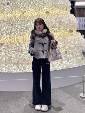 「アイテム（ダッフルコート）」を使った、miyu Ӧさん（レディース・149cm）の冬コーディネート
