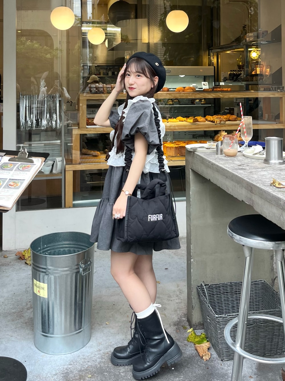 miyu Ӧさんの「スクエアコンバットミドルブーツ　◆（alala）」を使ったコーディネートの1枚目の写真
